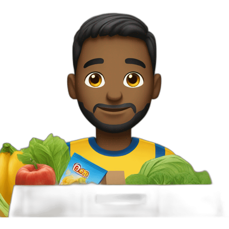 Messi buying groceries emoji