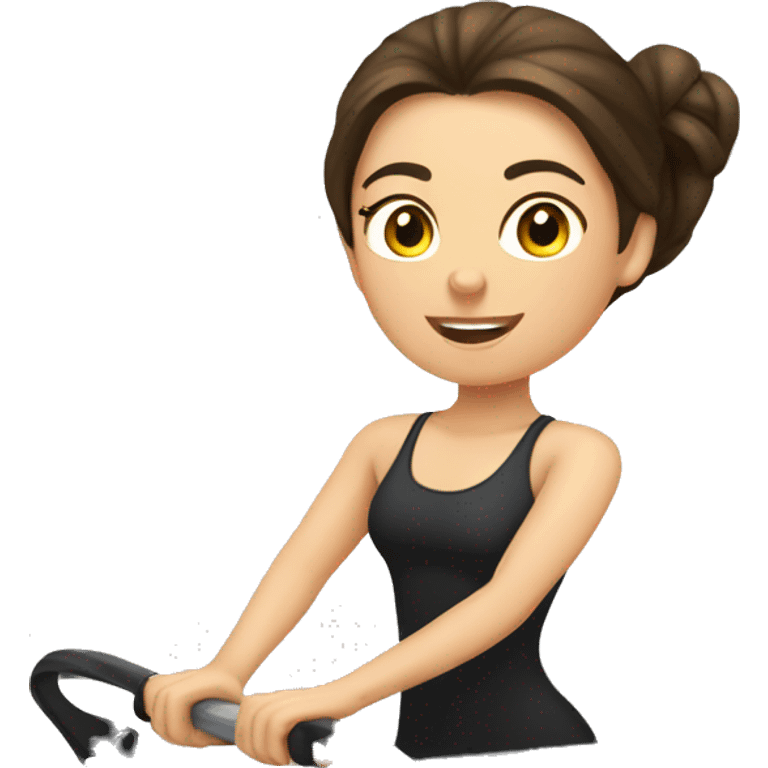 Brunette girl on Pilates reformer emoji