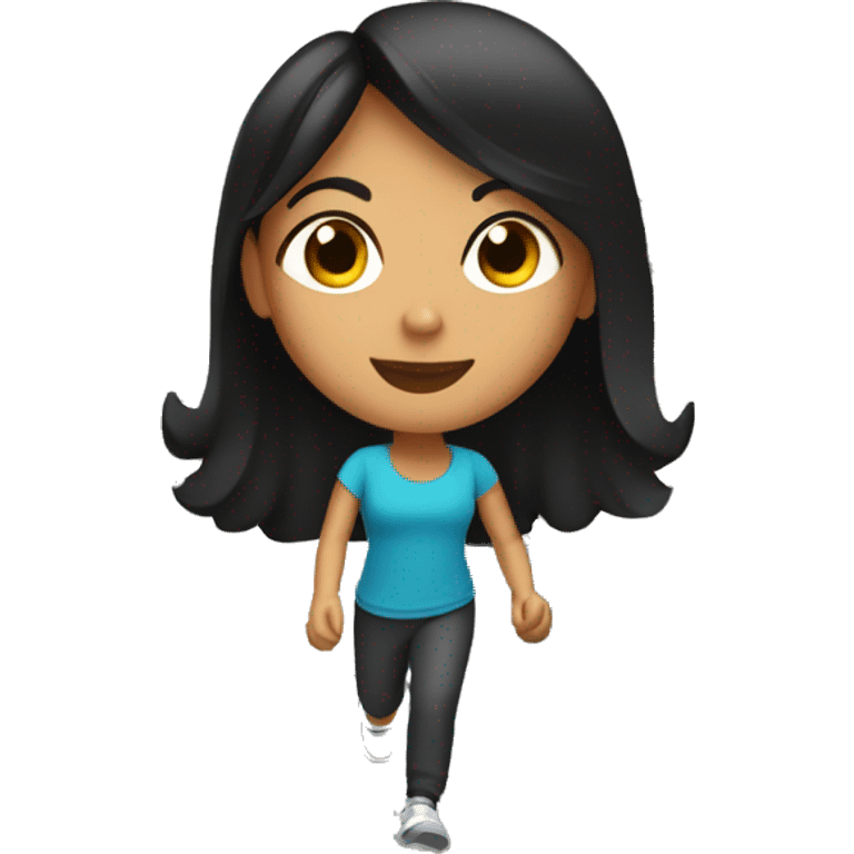 Hispanic girl with black hair on the stairmaster emoji