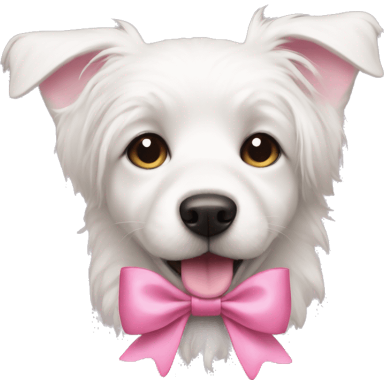 White dog with pink bow emoji