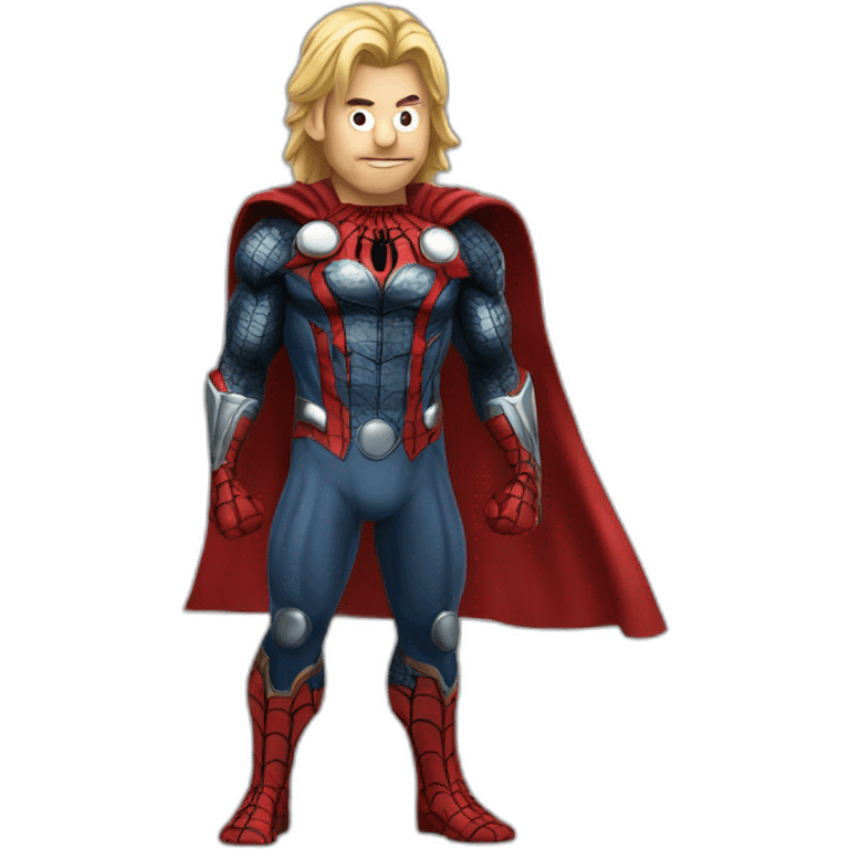 Spiderman as Thor full-body, roadside, 2D render emoji