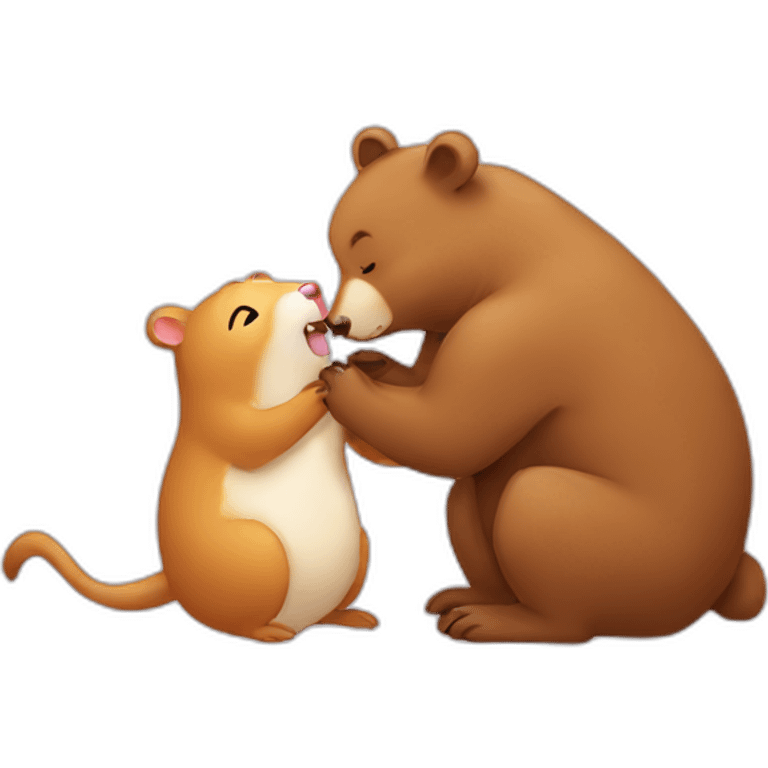 bear kissing hamster emoji