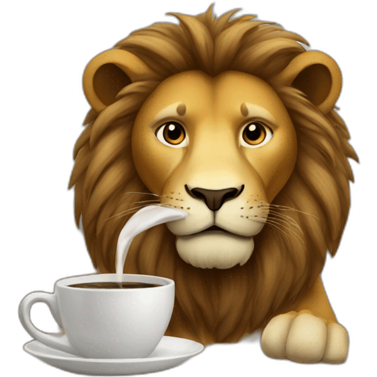 Lion drinking coffee emoji