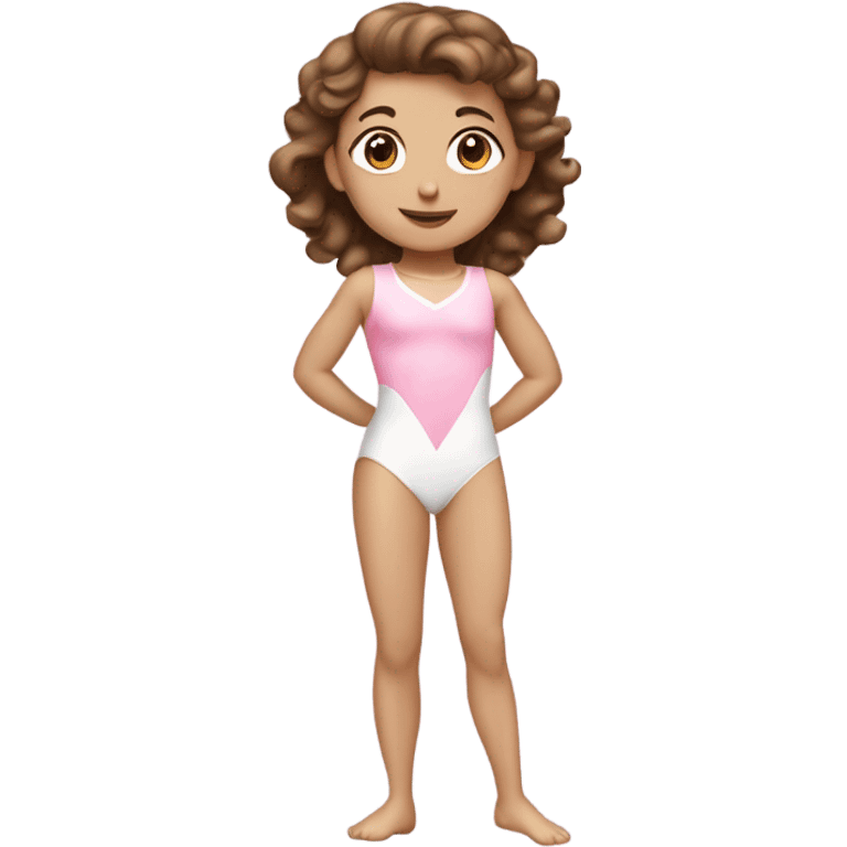 brown hair white gymastic girl with pink leotard emoji