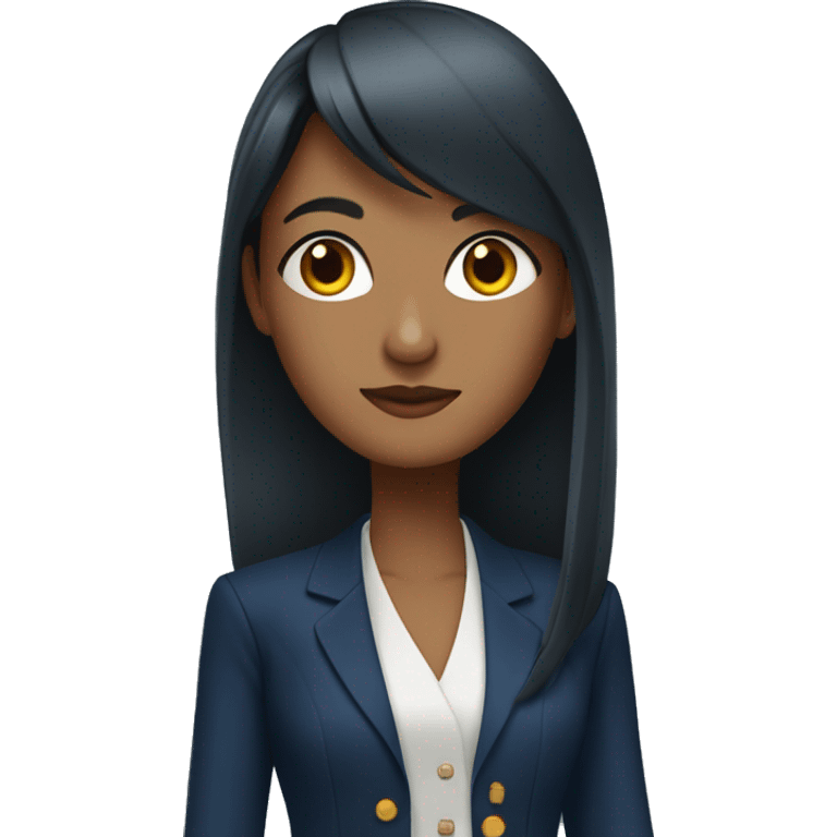 beautiful sri lankan woman with straight hair and bangs wearing a dark blue suit jacket emoji