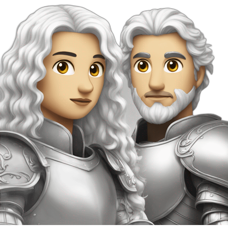 griffith with long and curl white air in a prestigious silver armor emoji