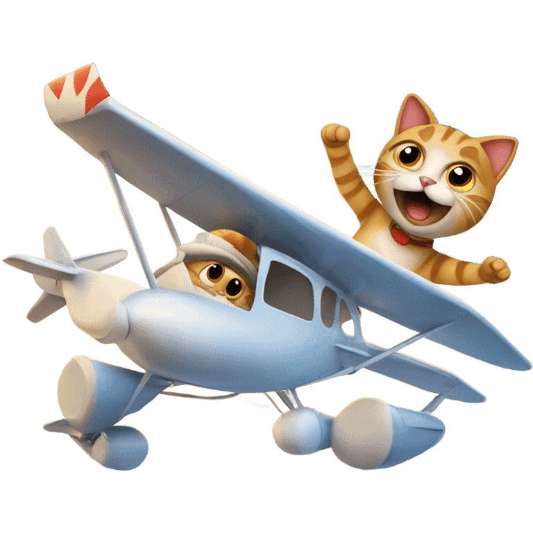 Crazy cat flying a plane emoji