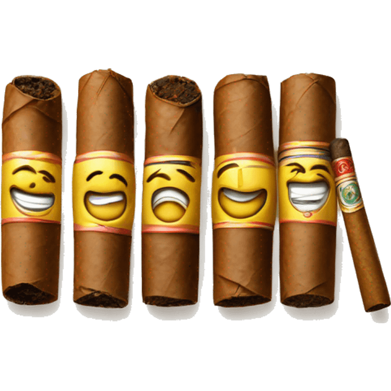 a smileyface and three cigars. emoji