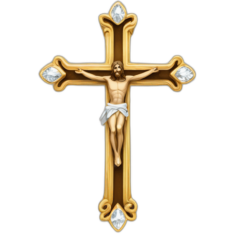 Jesus cross with diamonds emoji