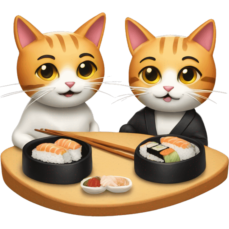 two cool cats eating sushi emoji