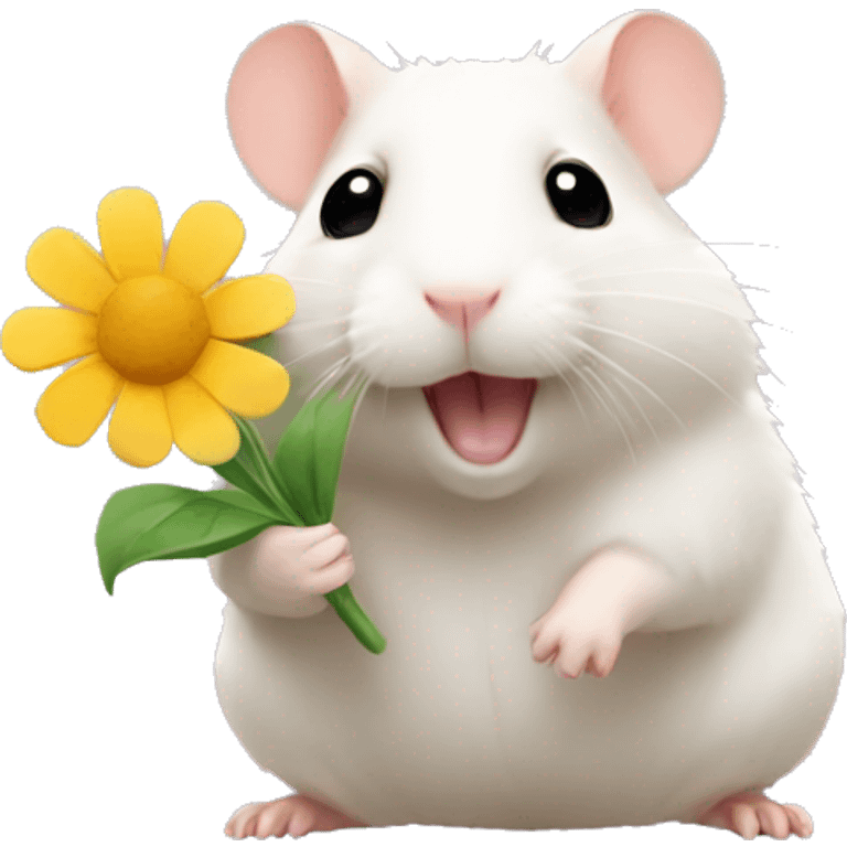 Hamster with flower emoji