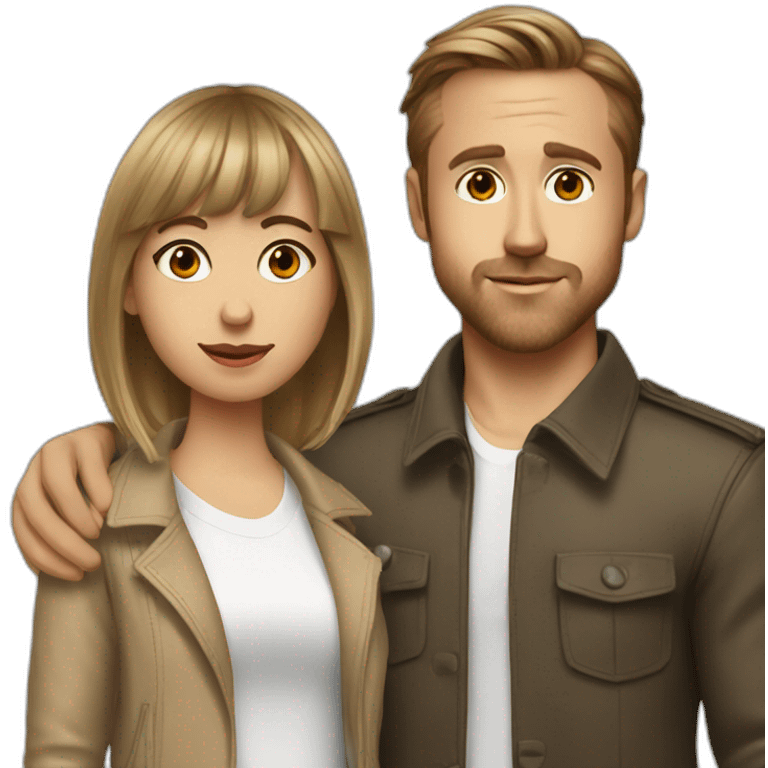 Ryan gosling with girl with light brown hair and bangs emoji