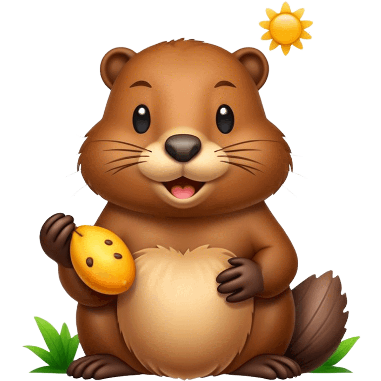 Beaver with inscription good morning  emoji