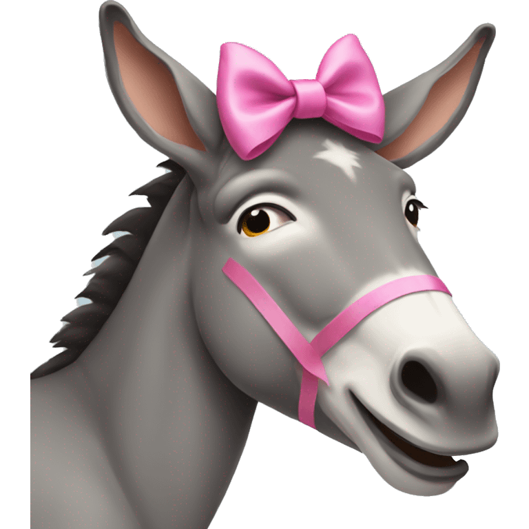 donkey smiling with a pink bow on its ear emoji