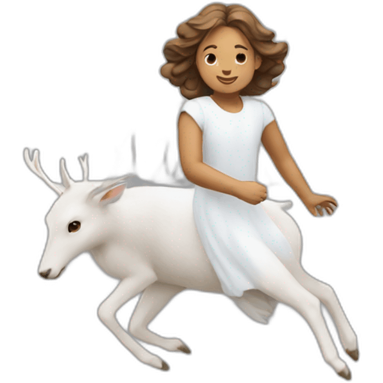 An angel flying with white deer emoji