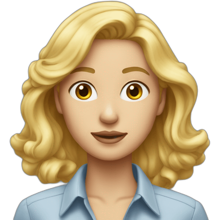 close up of blonde woman wearing a button up shirt emoji