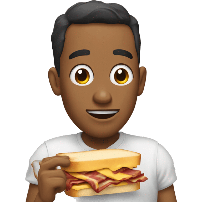 Emoji eating bacon crossaint cheese sandwich  emoji