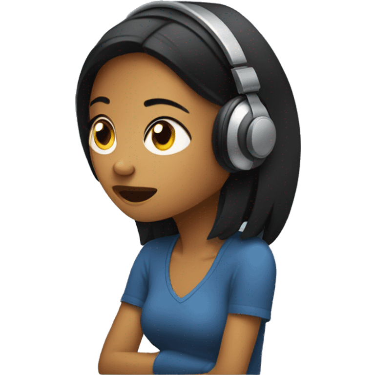 a girl listening to music being annoyed  emoji