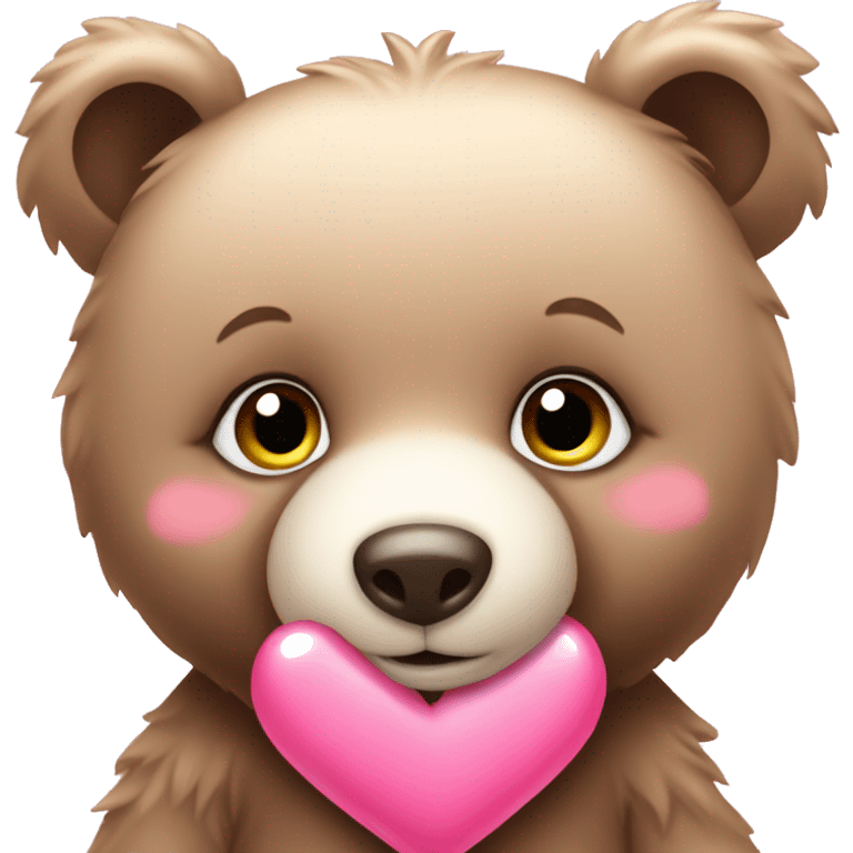 Cute baby bear with pink heart emoji