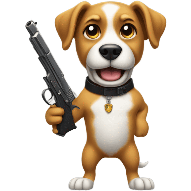 Dog shooting a gun emoji