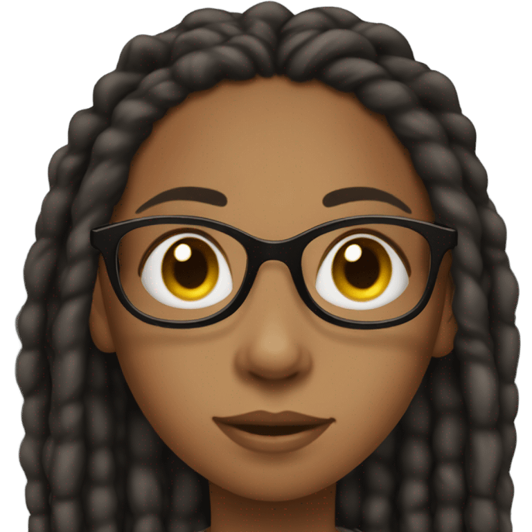 black girl teenager with locs and glasses emoji