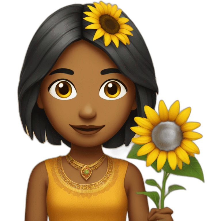 Indian girl with sunflower emoji