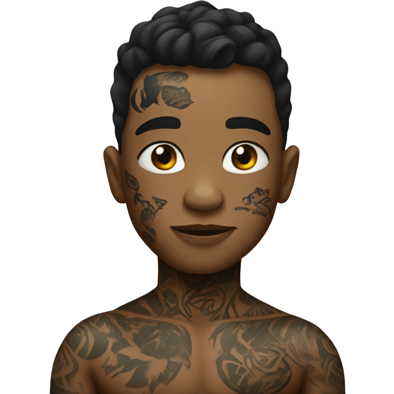 Boy with tattoo emoji