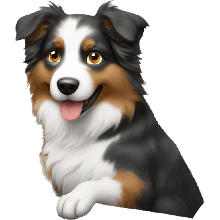 Australian shepherd driving a car emoji