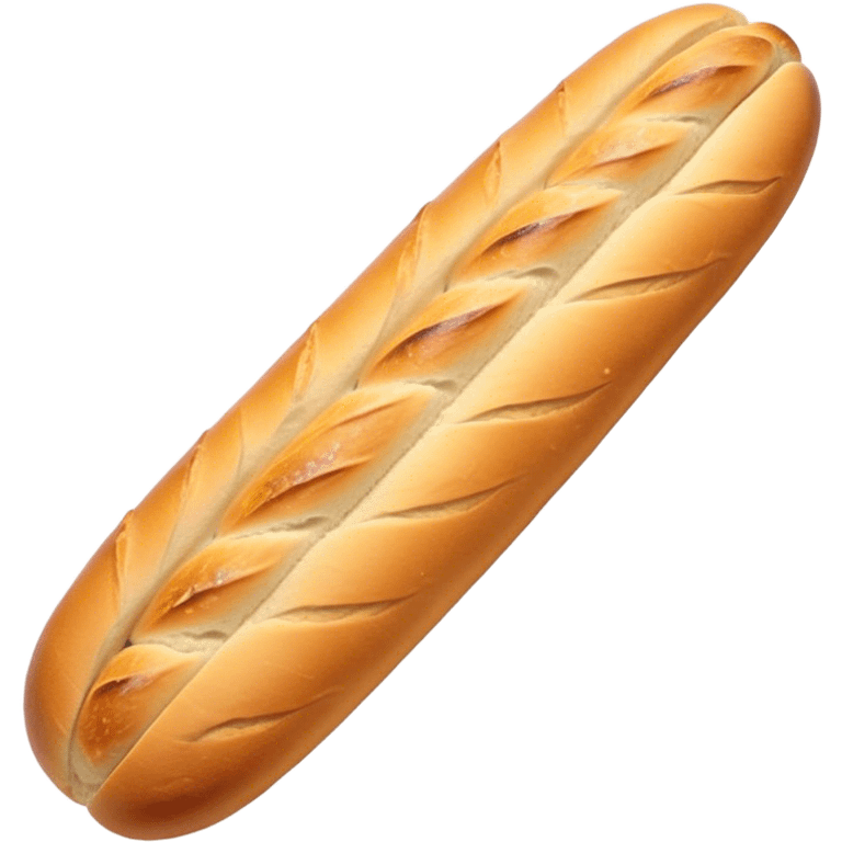 Cinematic Realistic Baguette Bread Emoji, showcasing a long, crusty baguette with a crisp exterior and soft interior rendered with lifelike textures and warm, rustic lighting. emoji