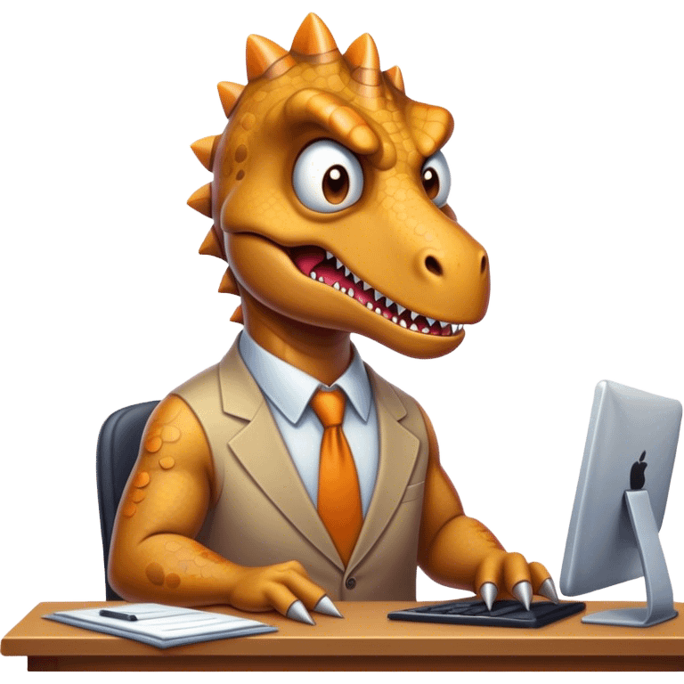 angry office dinosaur working late emoji