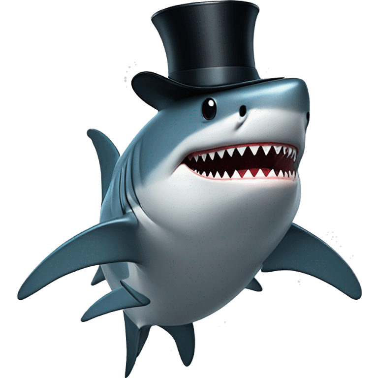 Shark with a top hat emoji