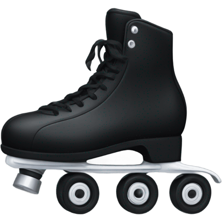 Pair of black roller skates with black wheels and black laces emoji