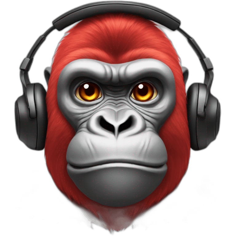 red gorilla lightning face paint, with headphones emoji