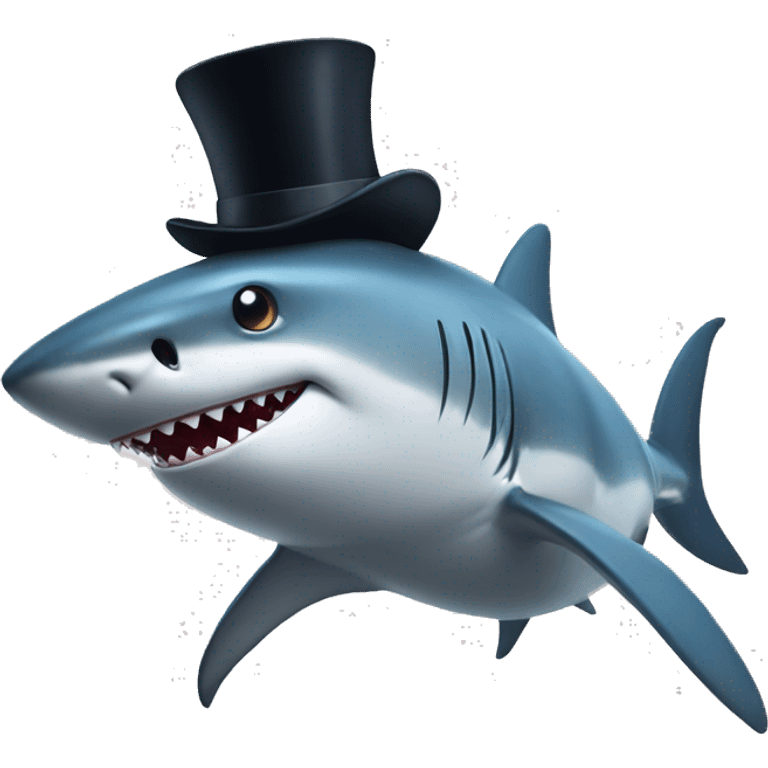 Shark with a top hat emoji