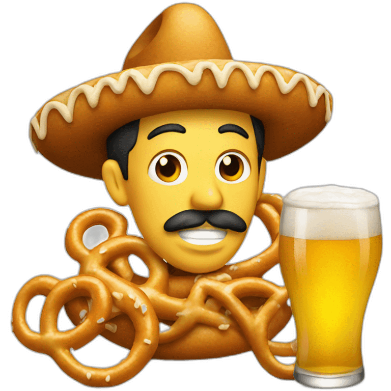 mexican eating pretzel and beer emoji