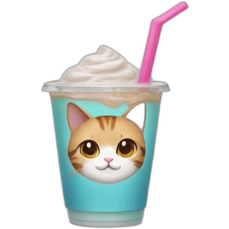 Cat wants to drink boba tea emoji