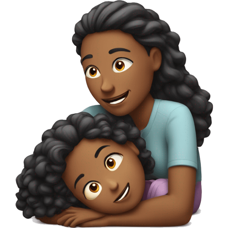 Mom and daughter. Dad lying down emoji