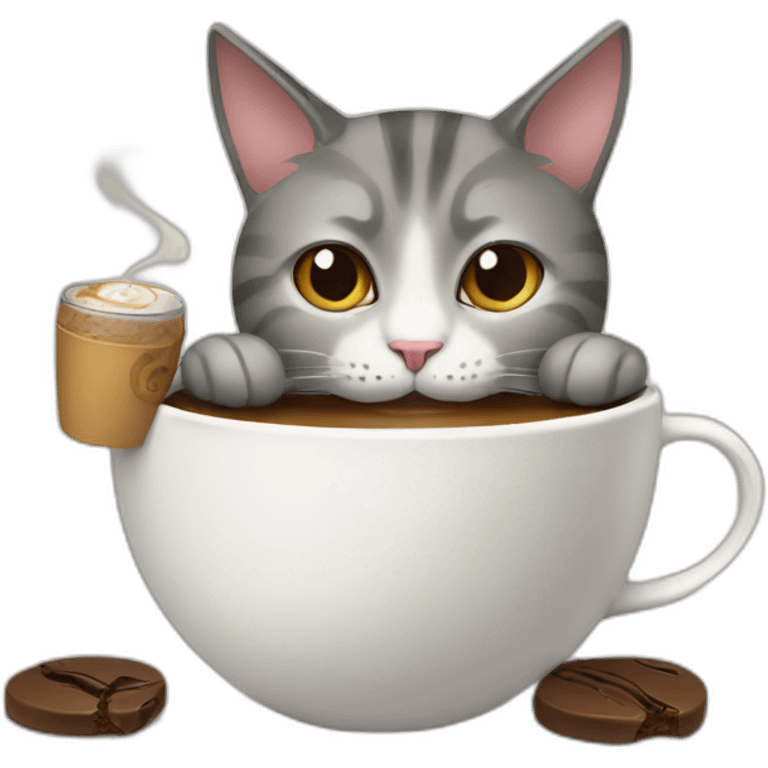 Cat drink a coffee emoji