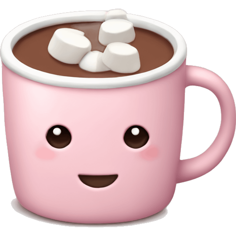 Light Pink mug of hot chocolate with marshmallows  emoji