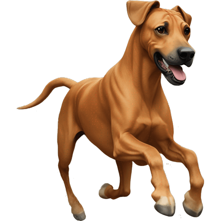 Ridgeback running with horse emoji