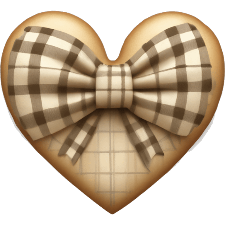 beige plaid bow heart emoji