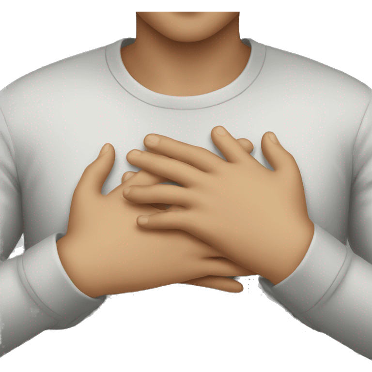 person with hands on chest emoji