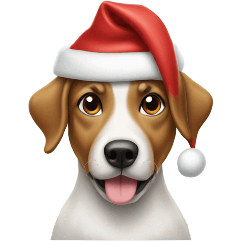 Dog wearing a Santa hat emoji