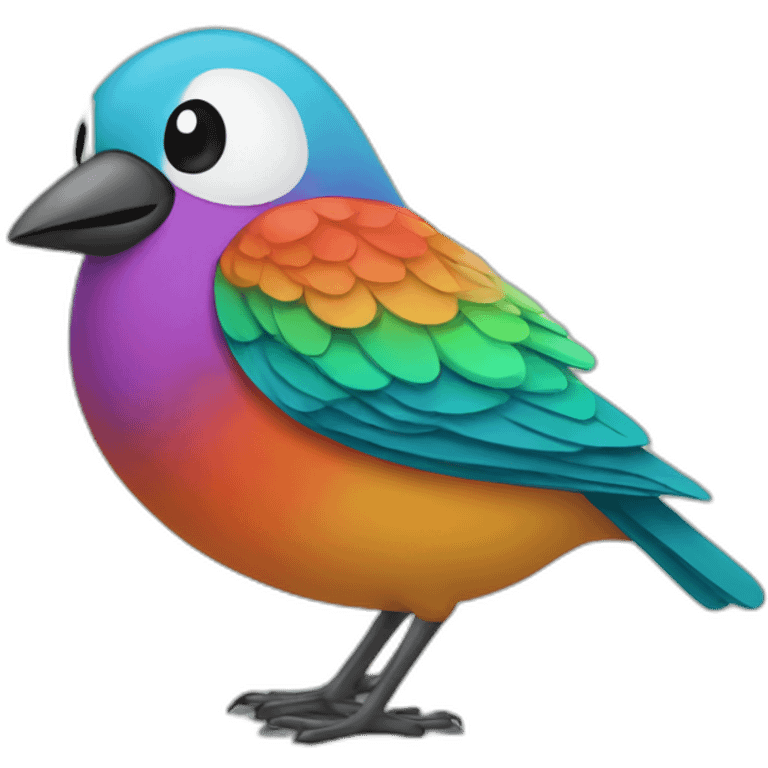 Cartoon-seven-colored bird emoji