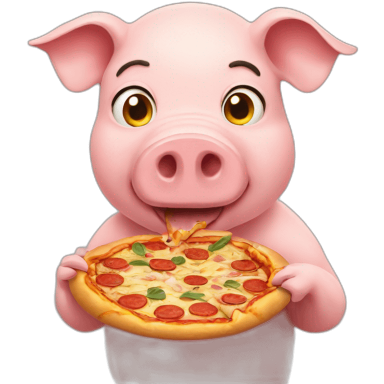 Pig eating pizza emoji