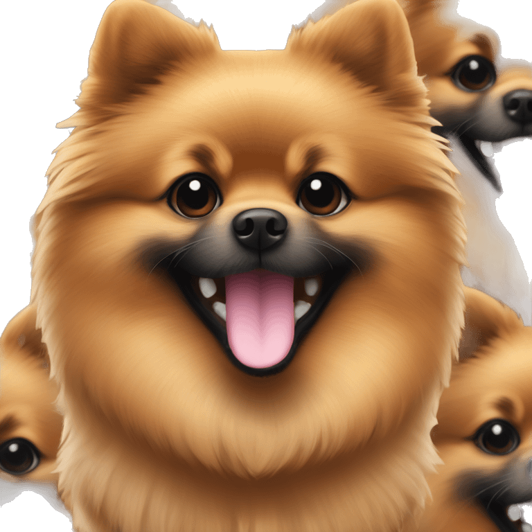 Cute Brown Pomeranian with black muzzle smiling emoji