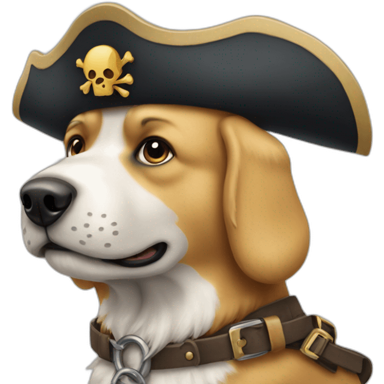 Chien sur une tête de pirate emoji