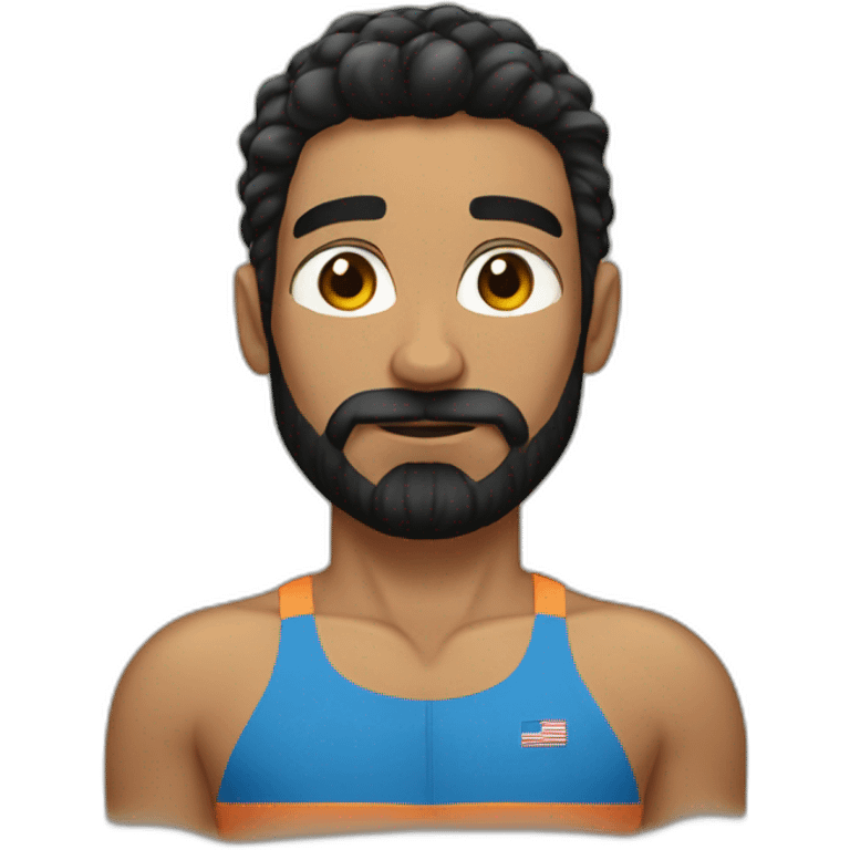 Swimmer googles muscles black hair and beard emoji