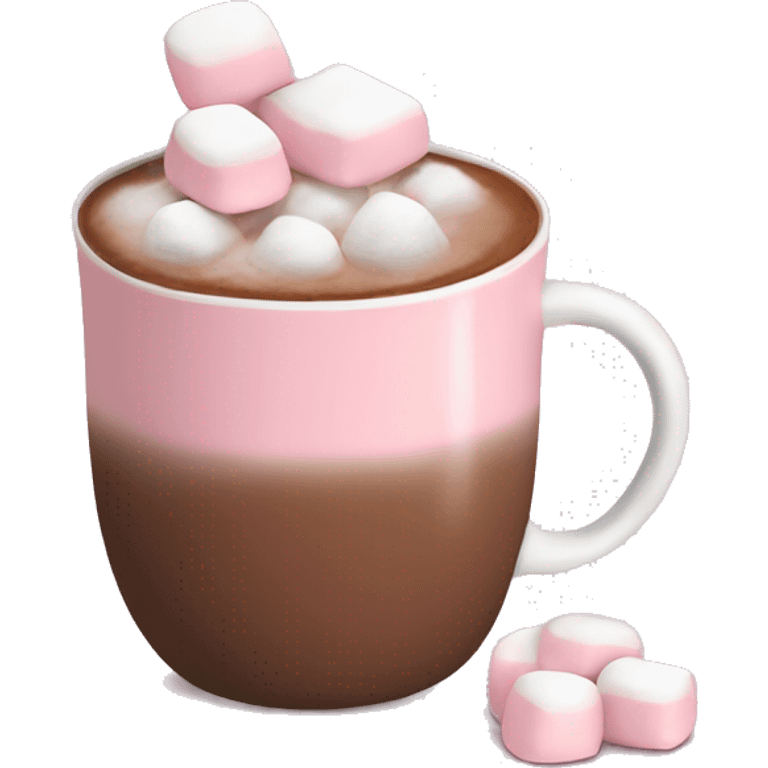 Light Pink mug of hot chocolate with marshmallows  emoji