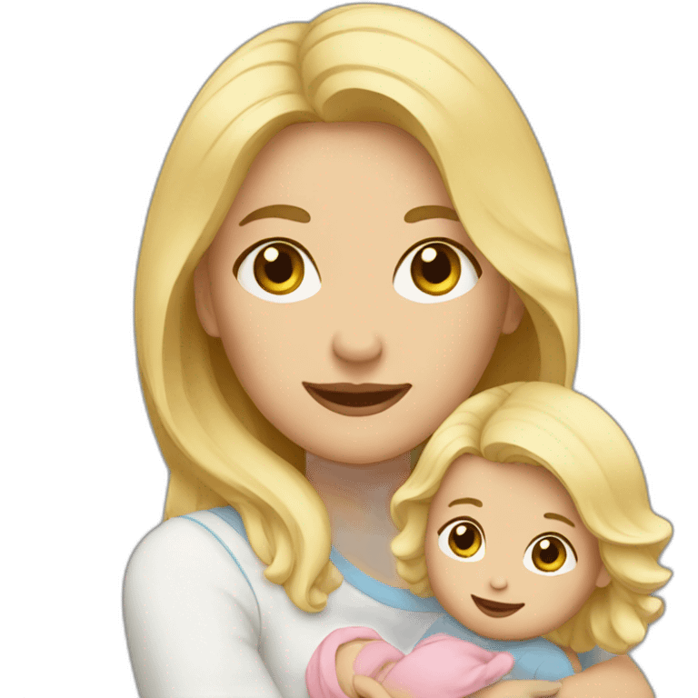 blonde mother with 2 babies emoji